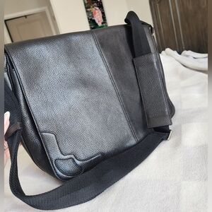 Authentic Cartier Black Leather Men's Messenger Bag